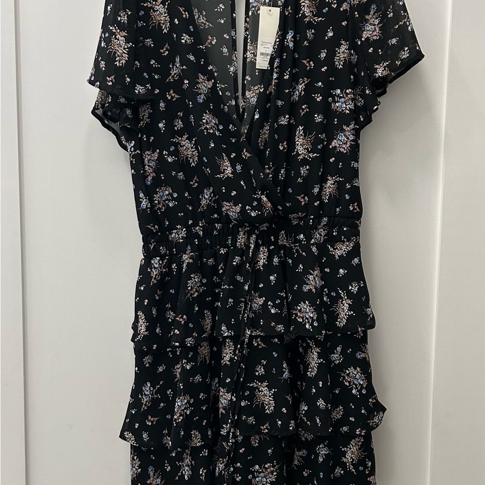 Floral flutter sleeve  dress